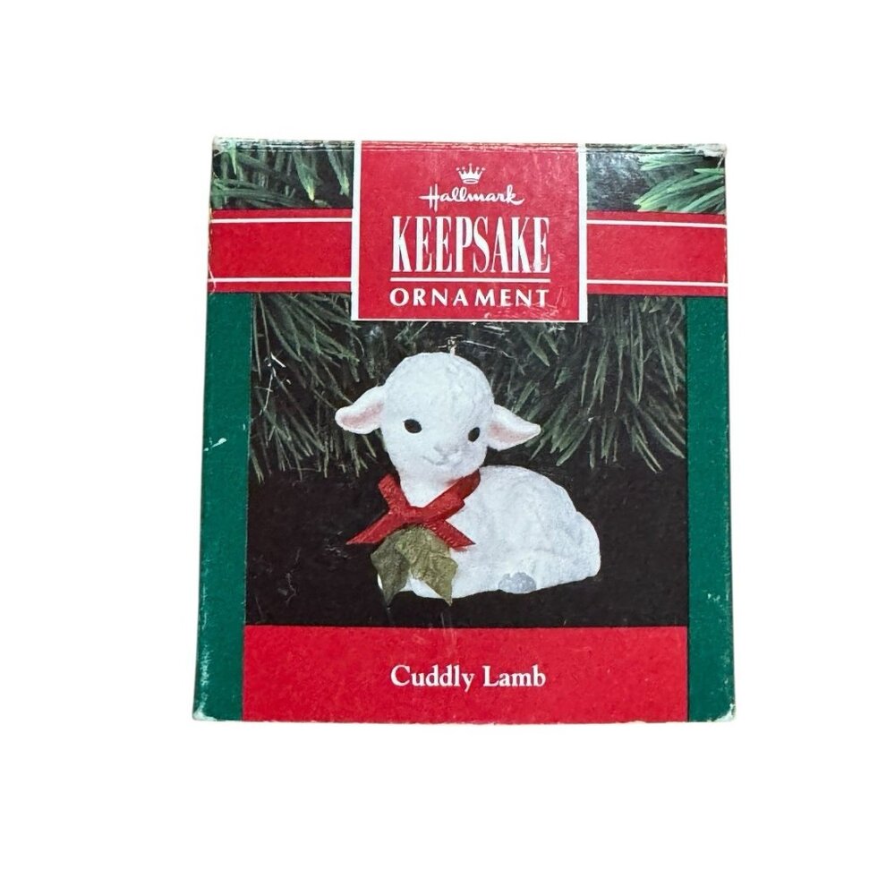 Hallmark Keepsake Ornament Cuddly Lamb 1991 Holiday Christmas Vintage